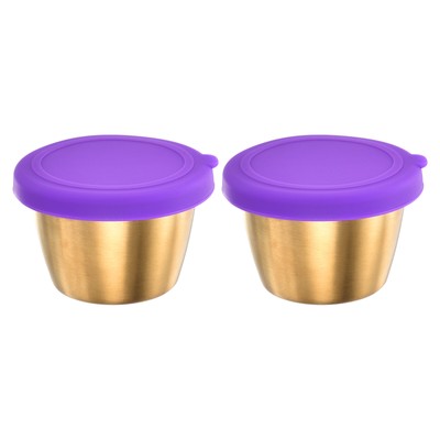 2 Stück Gewürzbecher Behälter mit Deckel 2,4 Unzen Salat Dressing Behälter Lila