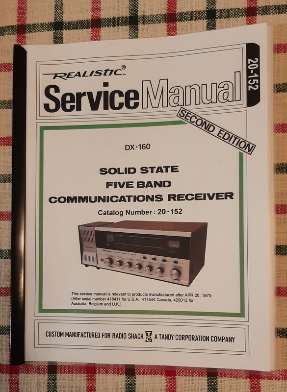 Realistic DX-160 Communications Receiver Service Manual