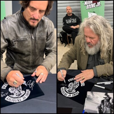 Sons of Anarchy signiert 12x8'' Logo Druck Kim Coates & Mark Boone Jr genauer Nachweis