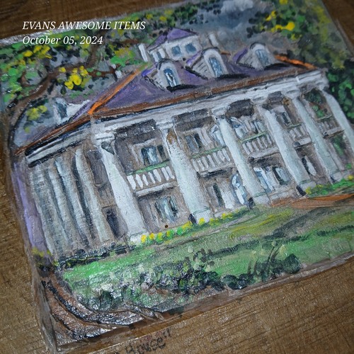 VINTAGE HOUMAS HOUSE PLANTATION Carved Painted Wood By A B CROCHE'T 7x6 - Picture 2 of 7