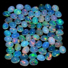 6 Pcs Natural Ethiopian Opal AAA Grade 9mmx7mm Oval Cabochon Loose Gemstones Lot