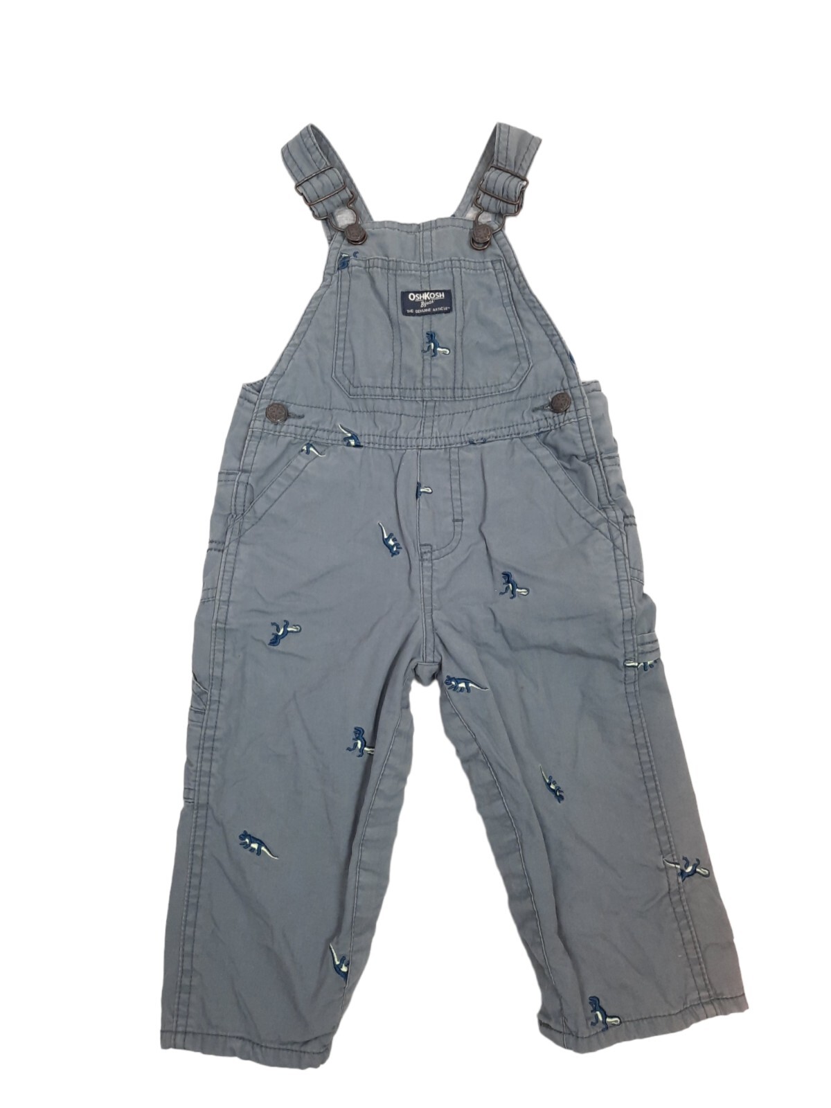 Oshkosh B'Gosh Vestback Carpenter Overalls Embroidered Dinosaurs 18 Months Boys