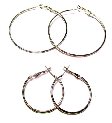 Women's Two Pair Silver Plated Hoop Pierced Earrings - NWOT (#1698)