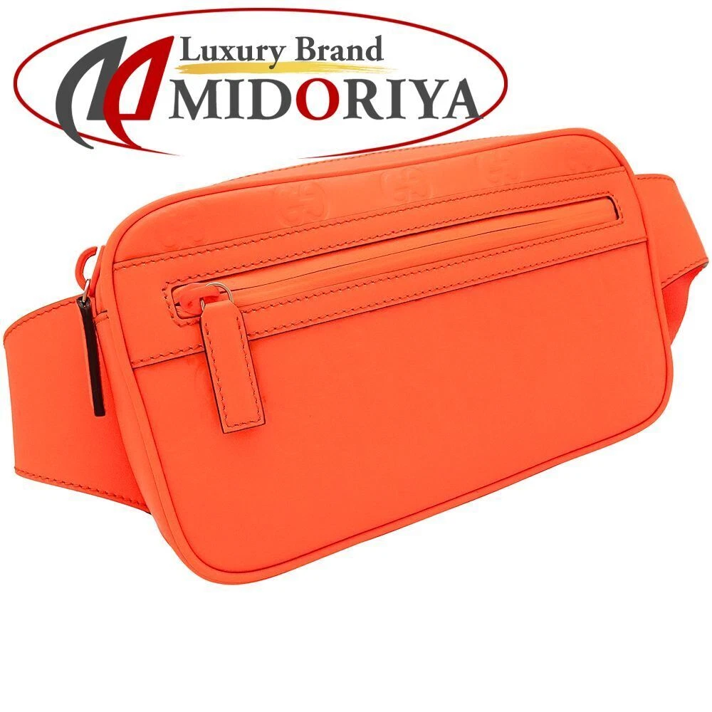 Gucci sac ceinture 771422 corps Gg effet caoutchouc cuir orange vif/352032 occasion