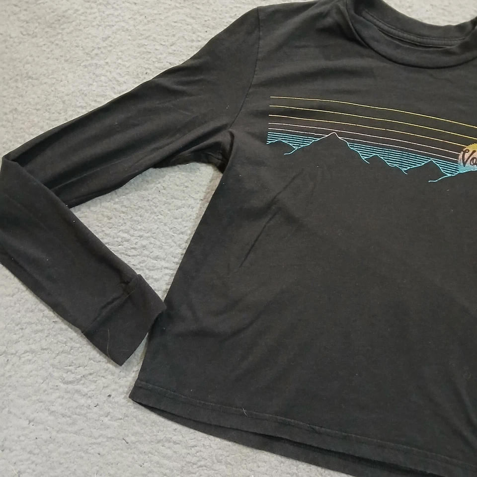 Volcom Top Womens Small Black Blue Mountains Skateboarding Long Sleeve Crew Neck - Image 3 of 4