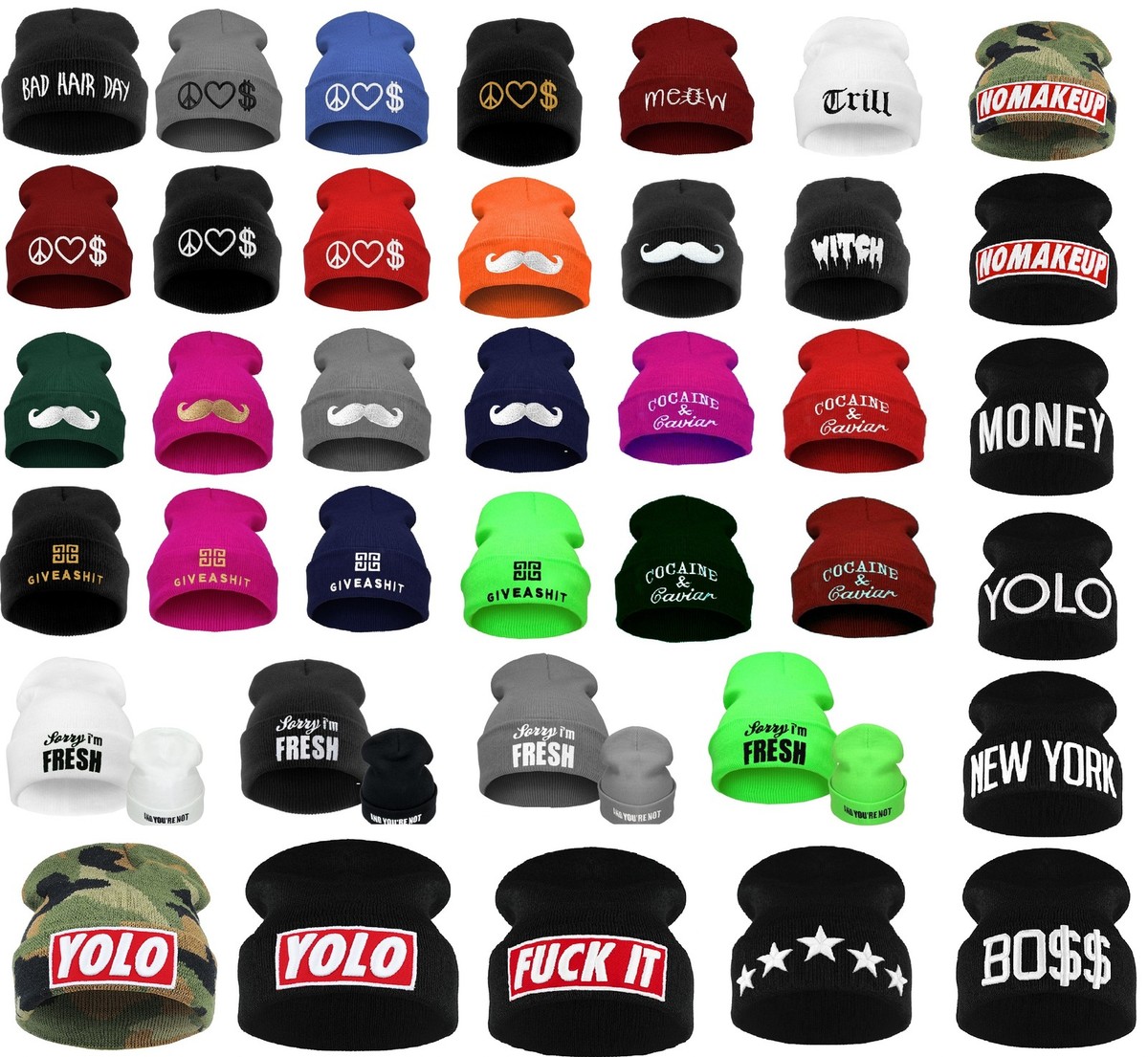 Men Women Winter Beanie Hat Bad Hair Day Caviar Wasted Youth  display picture 2