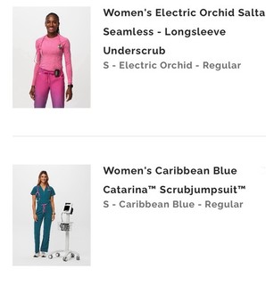 Figs Women’s Jumpsuit and matching Underscrub shirt both size S