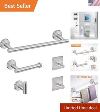 Elegant 5-Piece Stainless Steel Bathroom Hardware Set - Brushed Nickel Finish