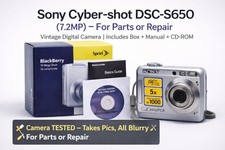 Sony Cyber-shot DSC-S650 (7.2MP) – For Parts or RepairCamera +Box + Manual + CD