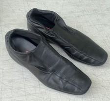 Vintage PRADA Italy Black Leather Sport Loafers Shoes Sz 40 Euro USA Size 7 Mens
