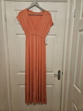 NEW Coral/orange size XS Amazon Essentials Fit & Flare Waisted Jersey Maxi Dress
