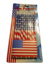 Patriotic Vintage Look American US Flag 2 Lead Wooden 7.5" Pencils 10 Pack 