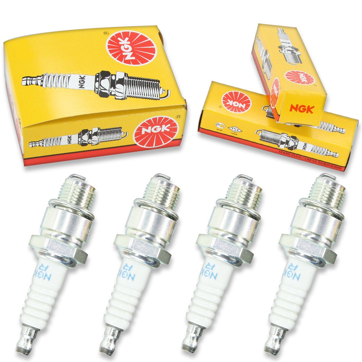 4pcs 74-76 Johnson NGK Standard Spark Plugs 15 HP Kit Set Engine xv