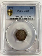 1893-P U.S. 10c Barber Dime PCGS MS64 ~ Better Date ~