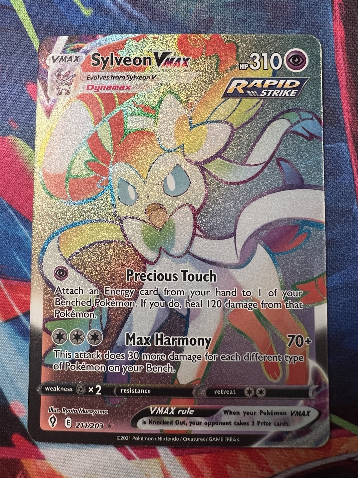 Sylveon VMAX 211/203 SWSH07 Evolving Skies Secret Rare Holo Pokemon Card