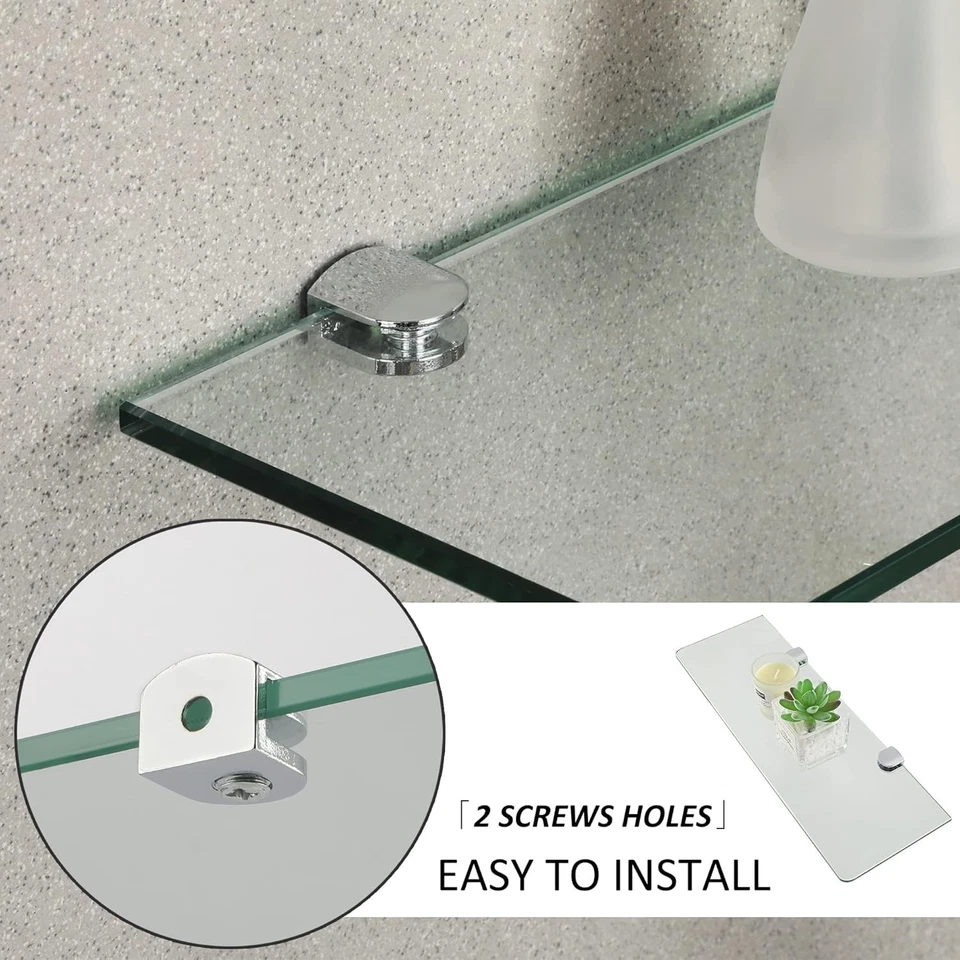 浴室浮动玻璃置物架,钢化玻璃置物架 — 第 3/4 张图片