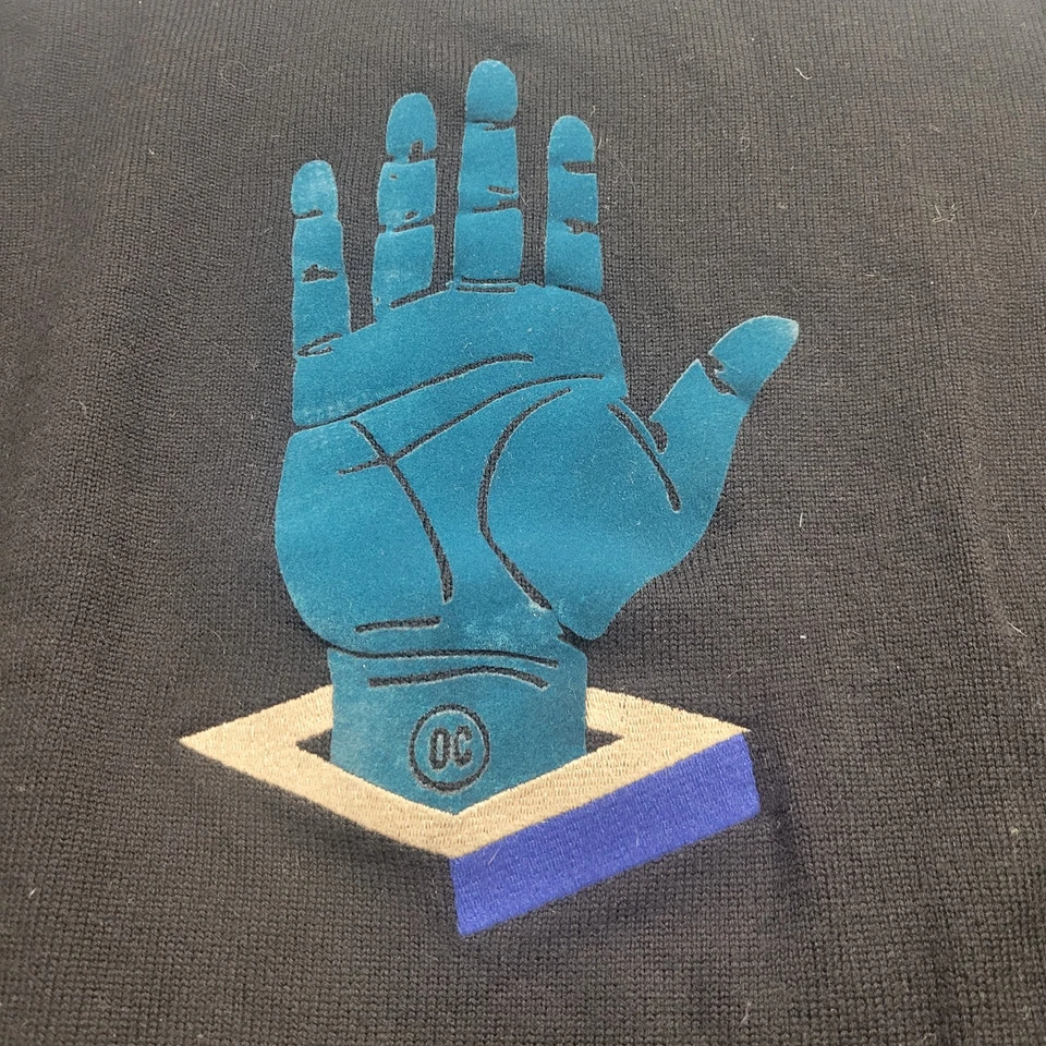 Opening Ceremony Hand Geometric Velvet Embroidered Crewneck Sweatshirt Black S - Image 2 of 4