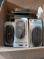 Lot of 15 25ft Telephone Handset Receiver Cord Phone Curly Coil Cable Black New