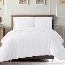 Luxurious 100 Egyptian Cotton Queen Duvet Cover Set, 600 Thread Count, White