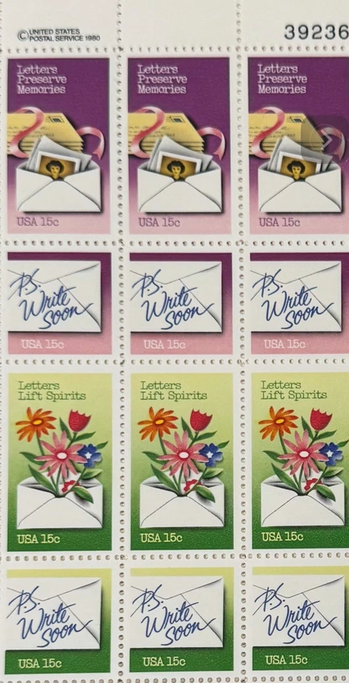 United States Postage 15 Cent “Letters Stamp” 3 Sheets of 50 Stamps 150 Pieces - Image 2 of 4