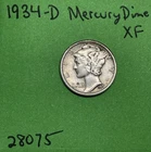 1934-D Mercury Dime 10c Xf Extra Fine 90% Silver See Pictures