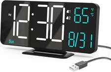 Digital Clock for Bedroom 6.7in Small Digital Alarm Clock Black, Dimming,12/2...