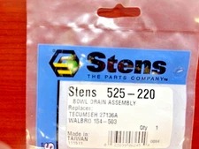 STENS, 525-220, Bowl Drain Assy, (Tecumseh 27136A - Walbro 154-503) FREE SHIPPIN