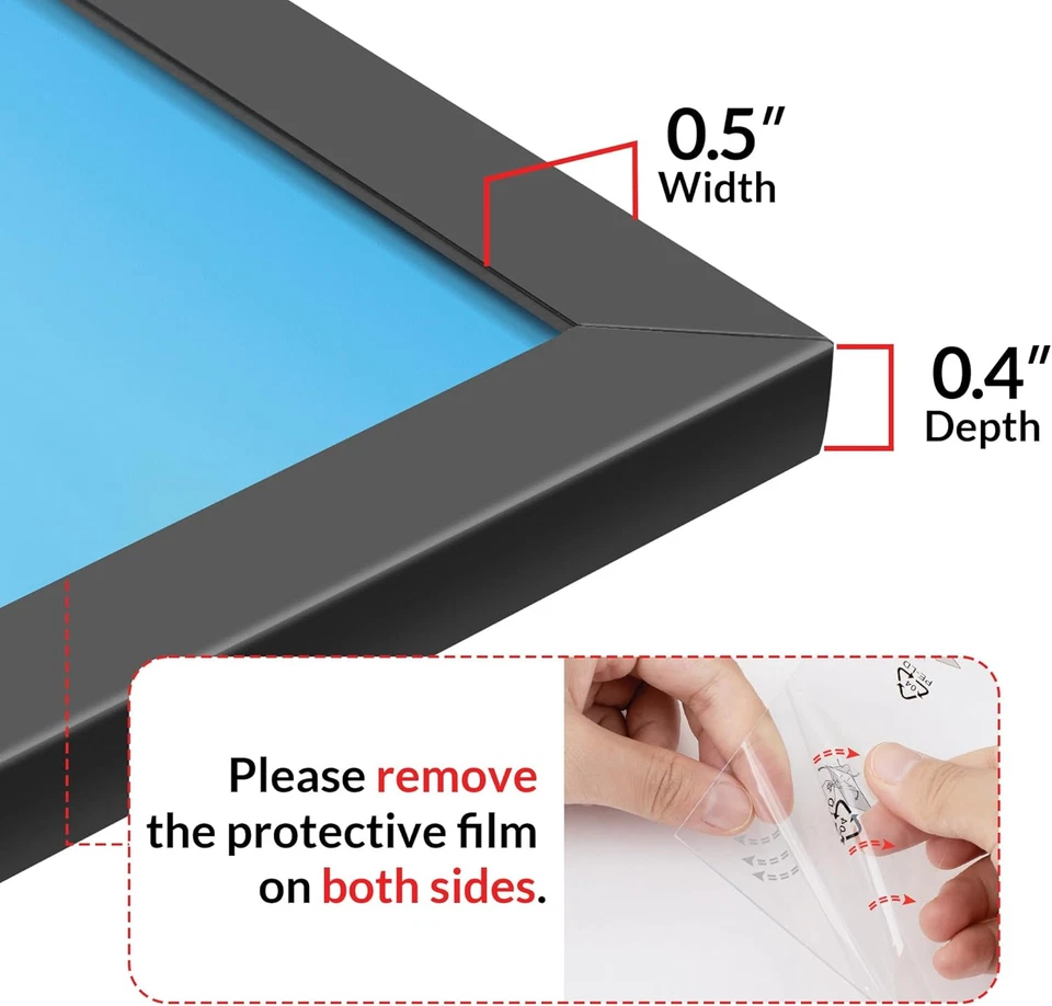 Paquete de 2 marcos de fotos 11X17, marco de póster 11 X 17, 11X17 negro P Foto 2 de 4