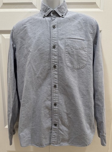 Gap Blue Chambray Long Sleeve Button Down Shirt Medium Slub Cotton Pocket - Picture 1 of 13