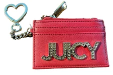 Juicy Couture Crimson Red Card Case With Heart and Zipper Pocket