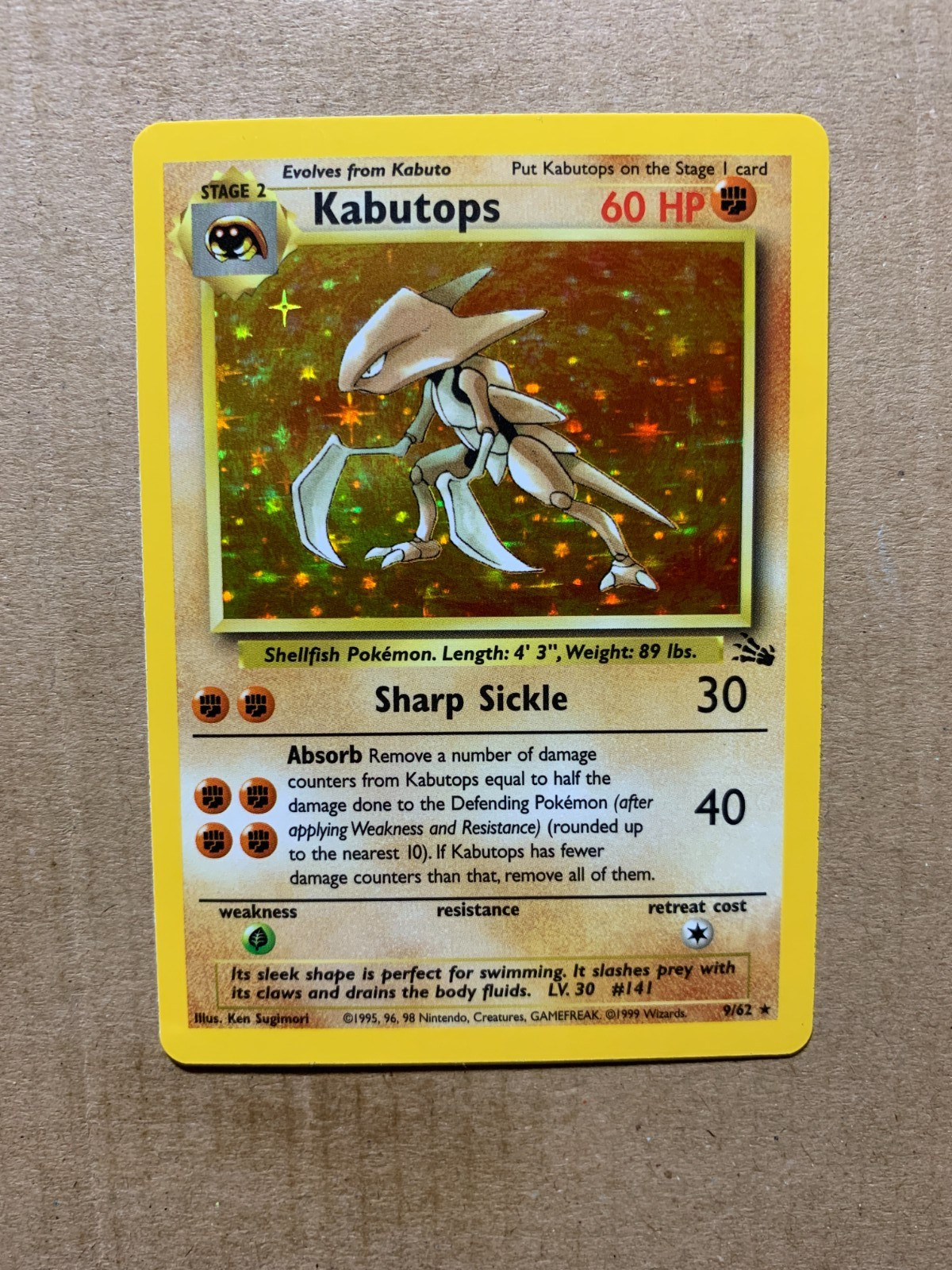 Kabutops 9/62 Fossil Set - Holo Pokemon Card - NM/Mint
