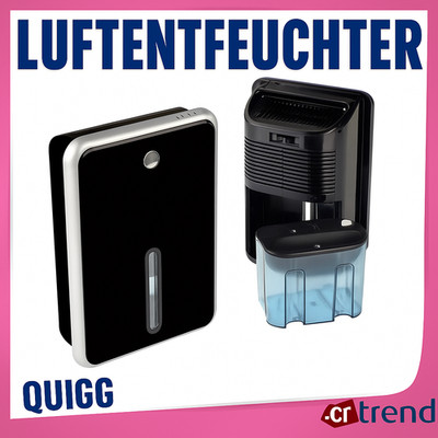Quigg Kompakt-Luftentfeuchter 65W 4L Tank 400ml/Tag Schwarz Dauermodus