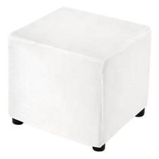 Square Stretch Foot Stool Cover Fit Length 13"-18" Milky White