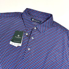 Donald Ross Men  s Large L Blue Popsicle AOP Geometric Golf Polo Shirt USA