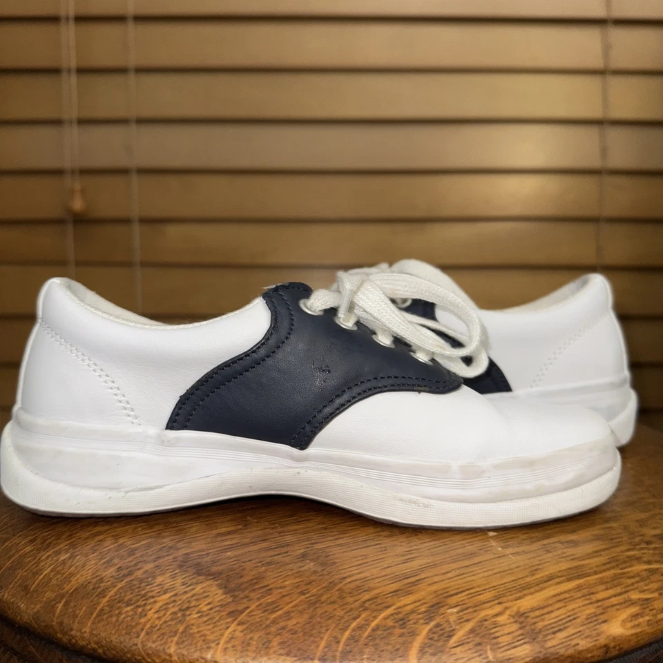 Keds Sneaker Girl's White Navy Leather School Days 2 Lace Up Size 1 - Image 4 of 4