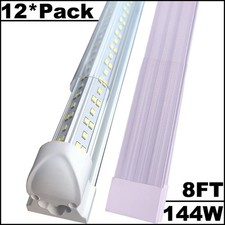 8 FT LED Tube Light Bulb 144W LED Shop Light Ceiling Fixture 6500K 18000lm 12 Pc