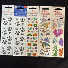 Mrs Grossman Sticker Lot 5 Packs, 13 Sheets Paw Prints Cars Iridescent Sea Life