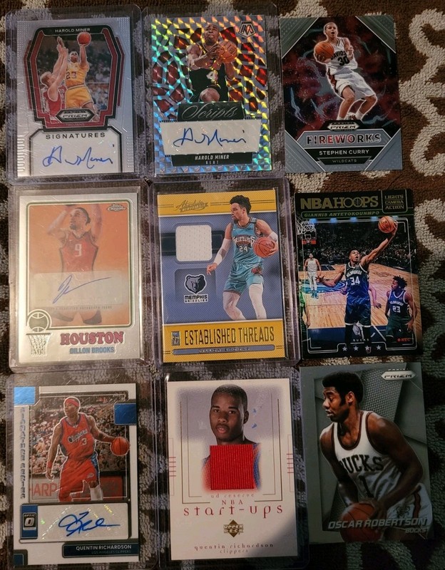9 Card Lot Memorabilia auto  Quentin Richardson Dillon Brooks Harold Miner