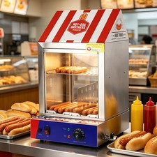 Hot Dog Steamer Bun Warmer Sausage Cooker Commercial Dogs Machine hotdog NEW