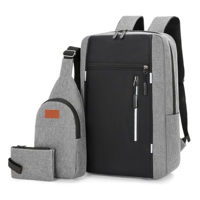 Blue Business Laptop Waterproof Backpack Set Travel College School Bag