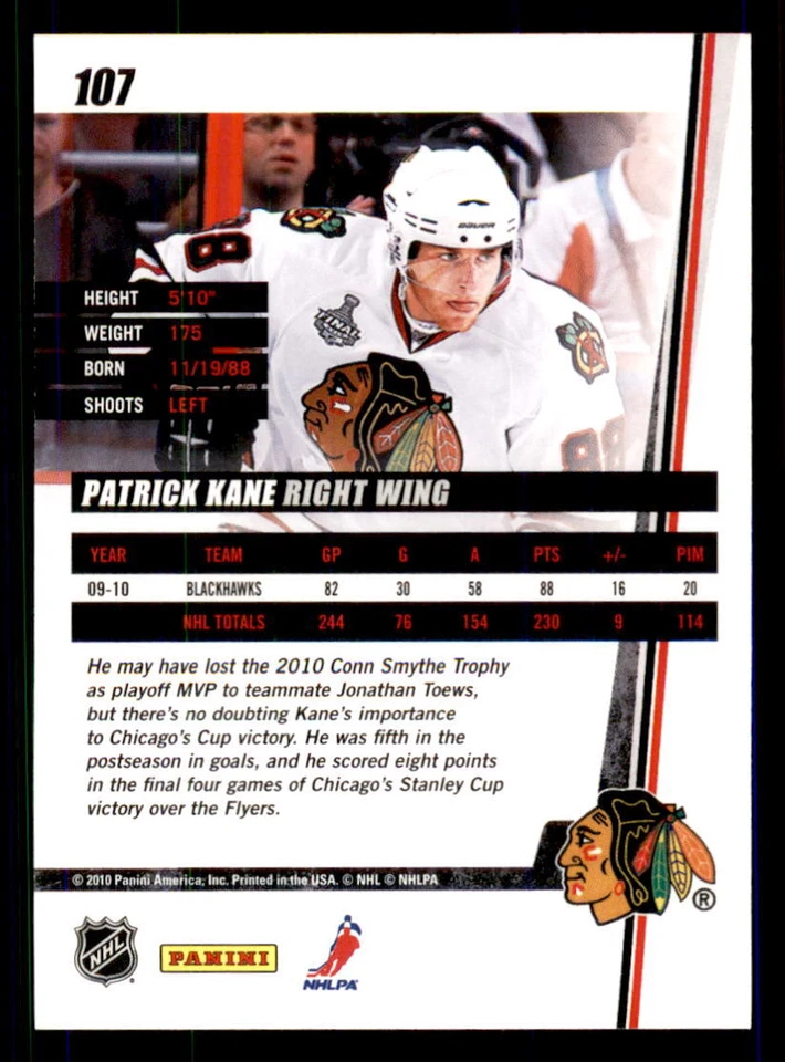 Donruss #107 Patrick Kane Chicago Blackhawks 2010-11 Foto 2 de 2