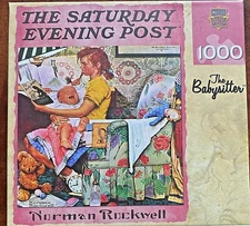 The Babysitter COMPLETE 1000 pc Puzzle 25x25 Unhappy Babysitter Squalling Baby