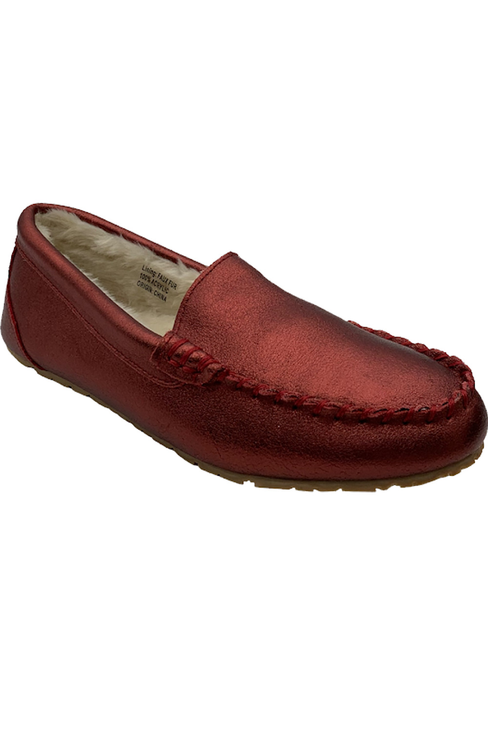 Мокасины Clarks с подкладкой из искусственного меха красного цвета металлик 4890₽