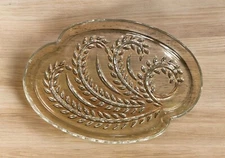 Federal Glass Homestead Hospitality Snack Plate Set of 4 Wheat Pattern Clear EUC