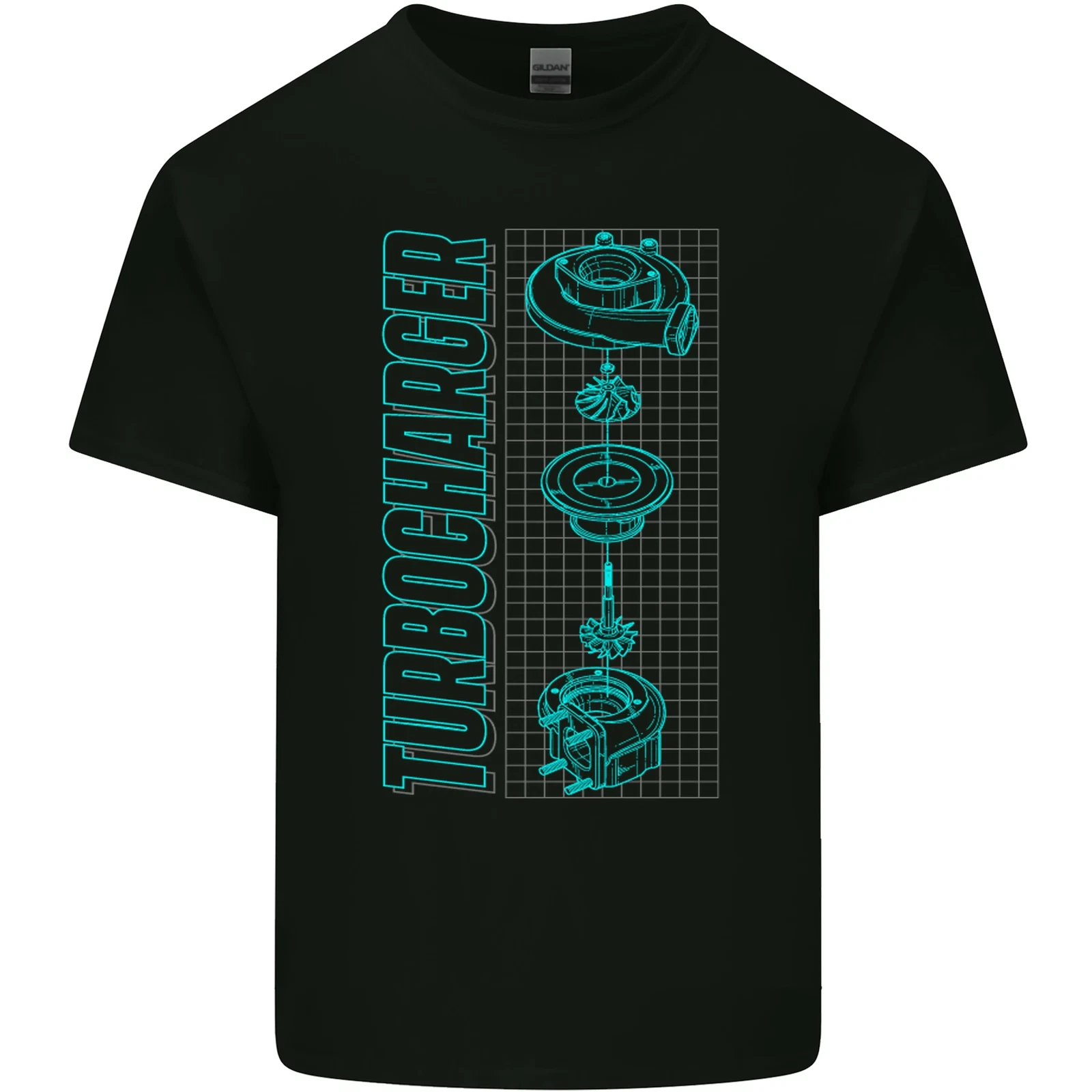 Turbocharger Schematics Muscle Car Drift Mens Cotton T-Shirt Tee Top