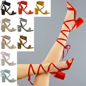 block heel wrap strap heels