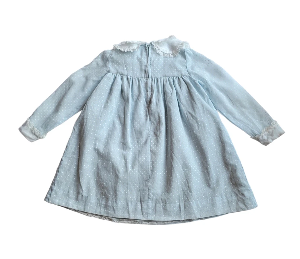 Vintage Light Blue Swiss Dot Dress Size 6X - Image 3 of 4