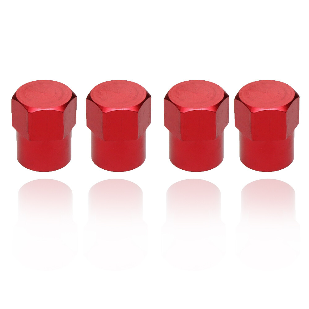 Red Aluminum Car Tire Wheel Stem Air Valve CAPS & Sleeve Covers Auto