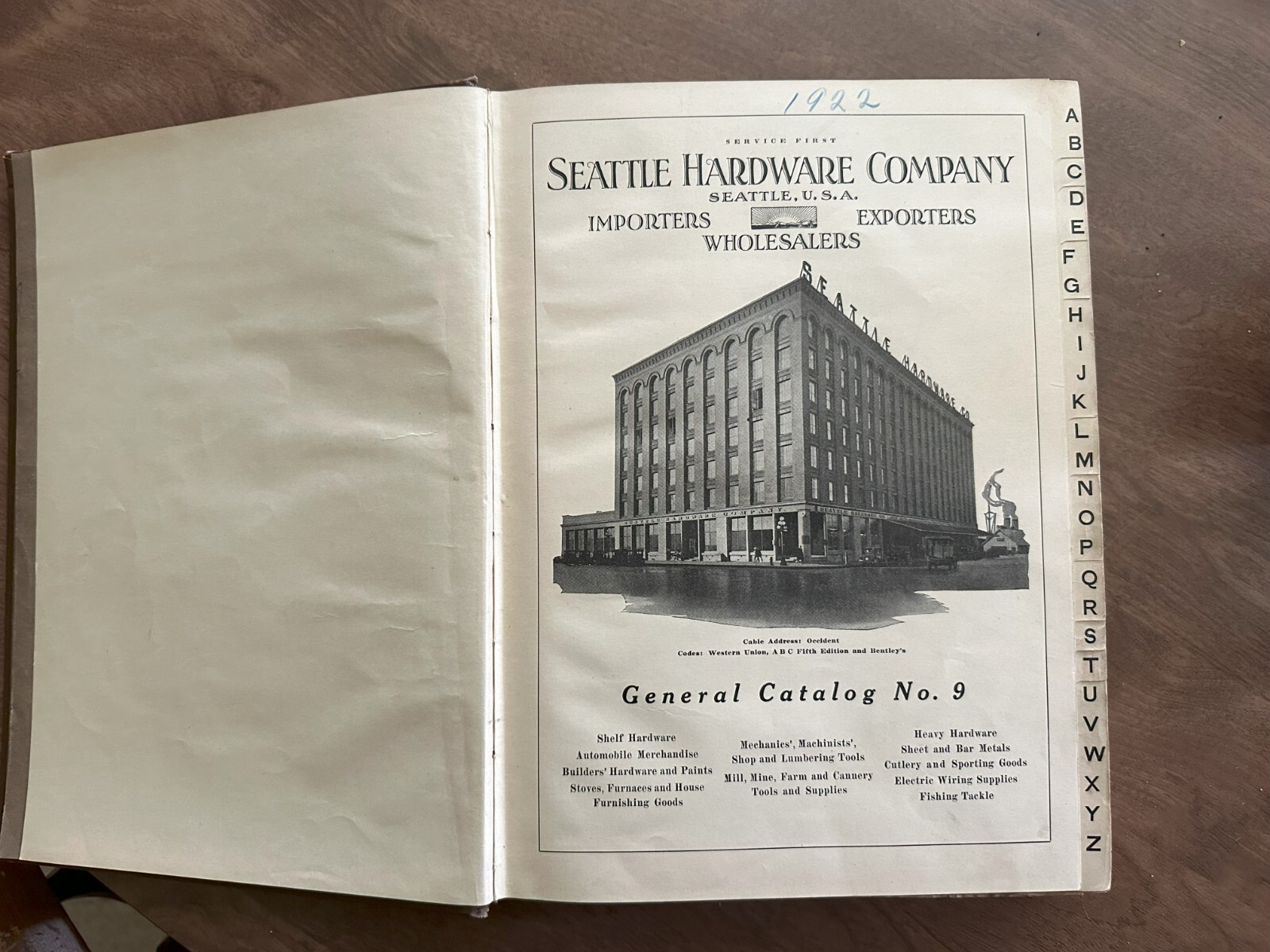 Seattle Hardware Company Catalog 9 Hardcover 1922 WA Scarce Tools