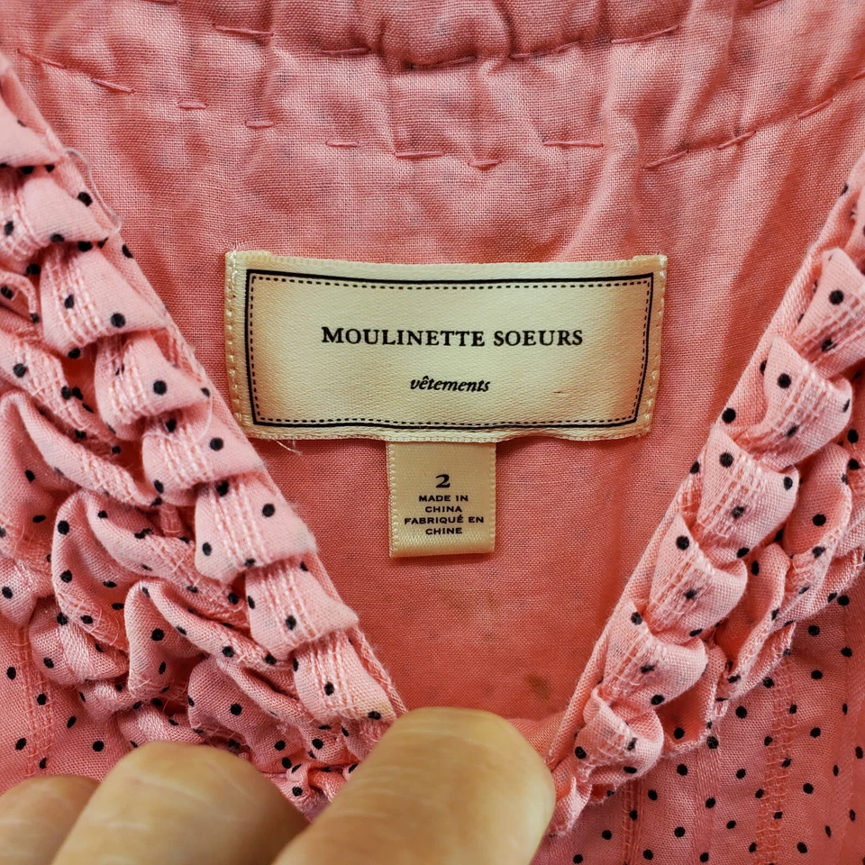 MOULINETTE SOEURS Shift Dress Womens 2 Knee Polka Dot Sleeveless Side Zip - Image 2 of 4